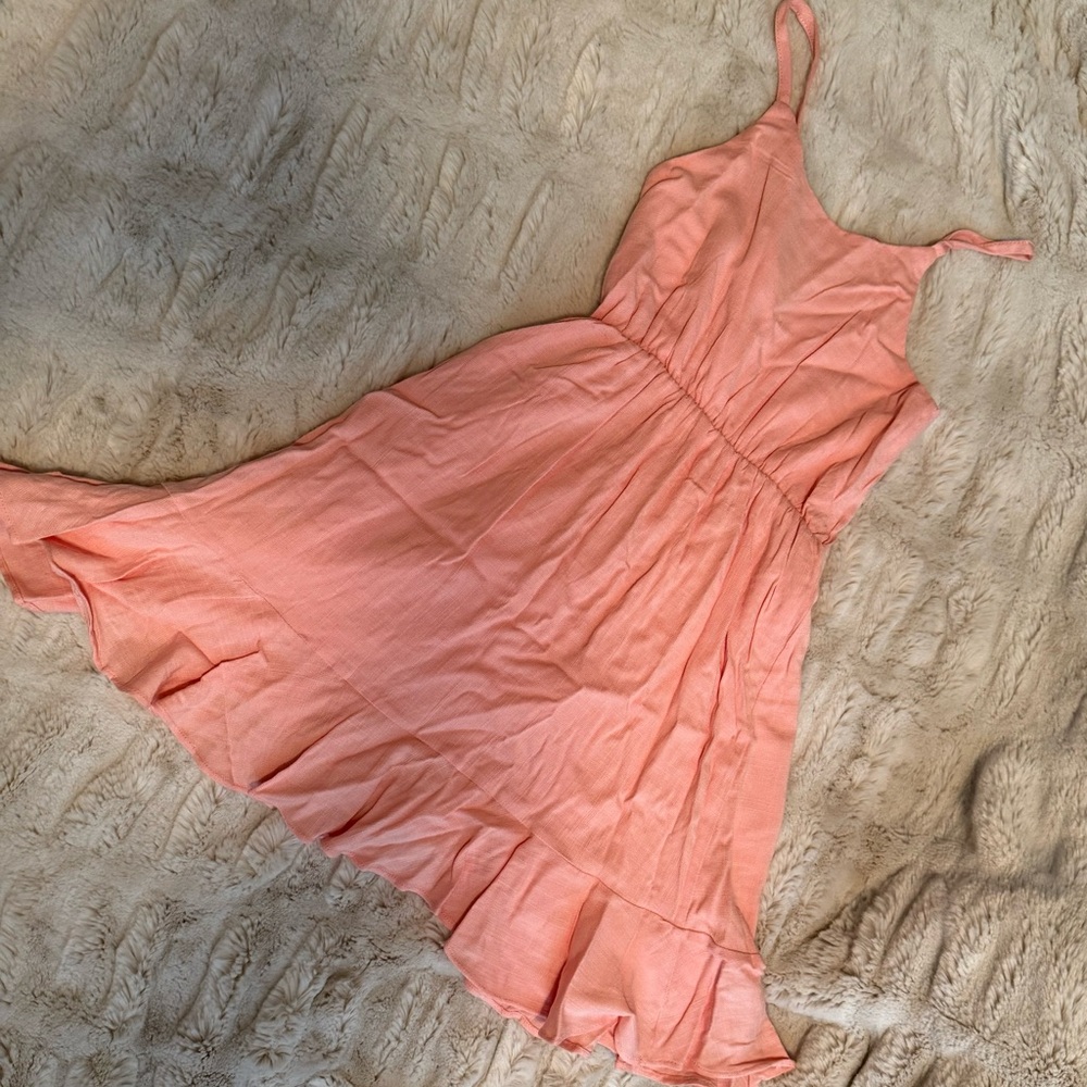 Peach Sleeveless Dress with Ruffle Hem